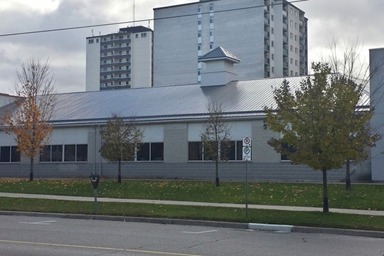 Steel roof on commercial building installed by Davidoff Roofing in London, Ontario  