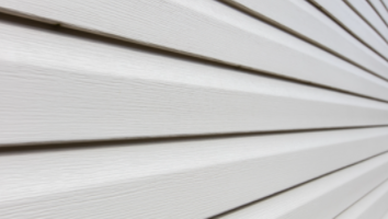 Close up of recently installed home siding.