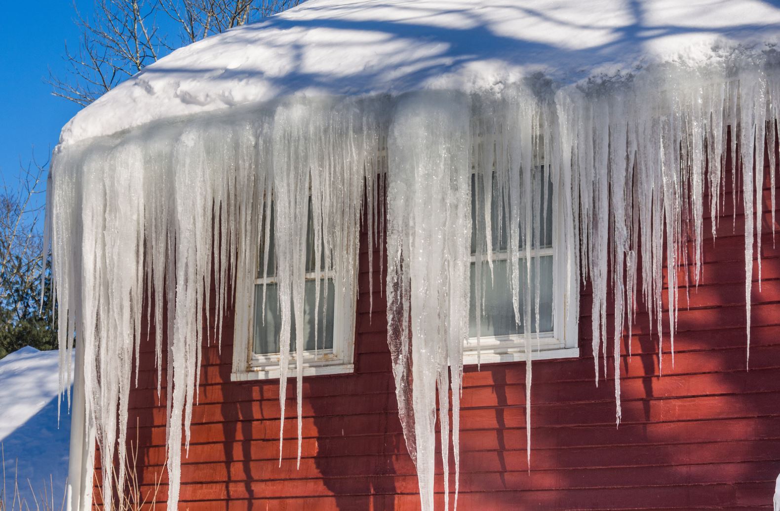 Roof in London, Ontario covered in snow and ice