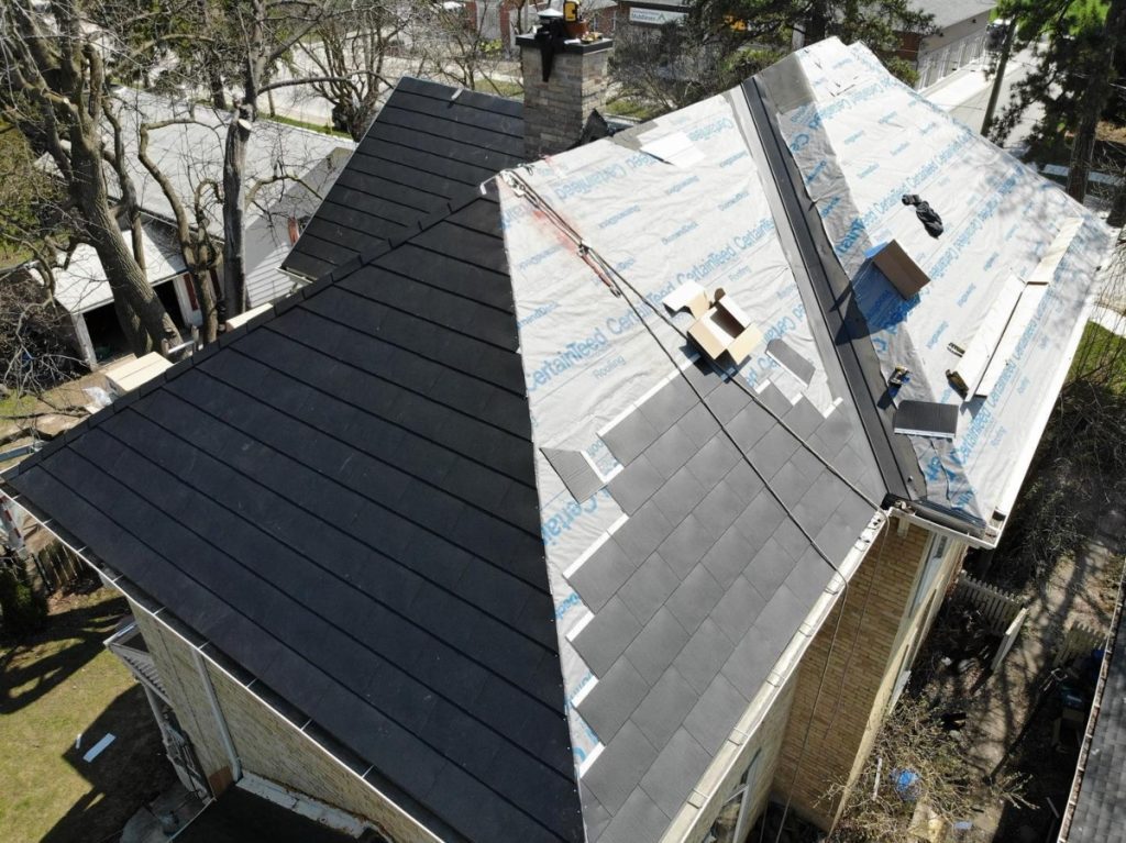 Steel roof installation on a residential roof 