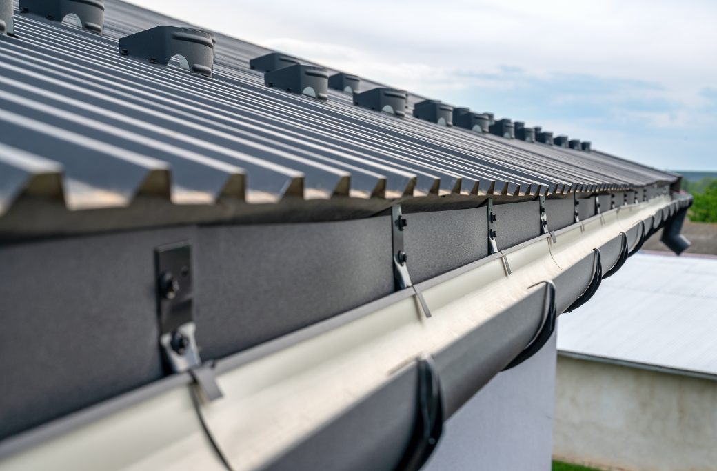 Clean gutter system cleaned by experienced contractors at Davidoff Roofing.